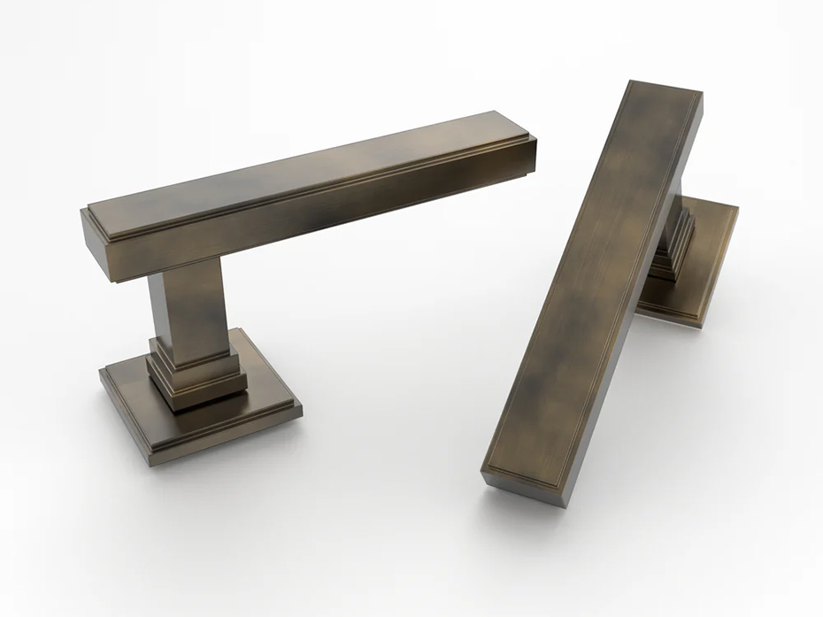 Дверная ручка на розетке Oliver Knights Breunor LH античная латунь